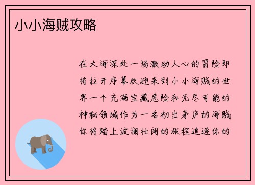 小小海贼攻略